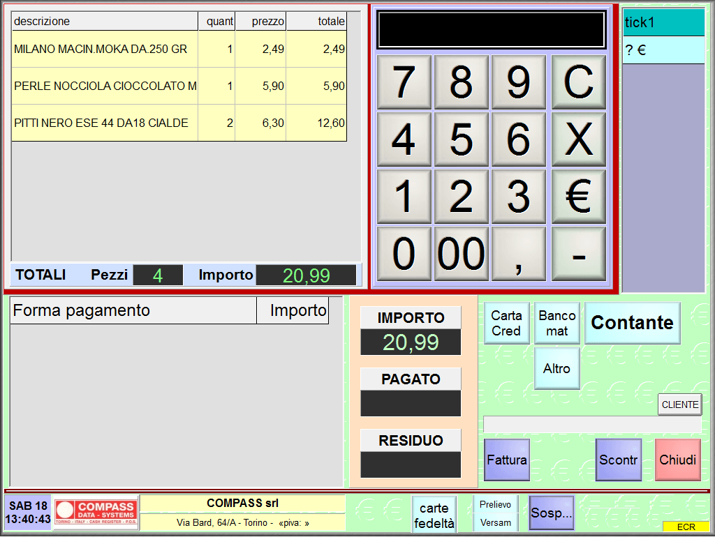 Programma Software sistema Gestionale SirioTrade Negozio Pagamenti