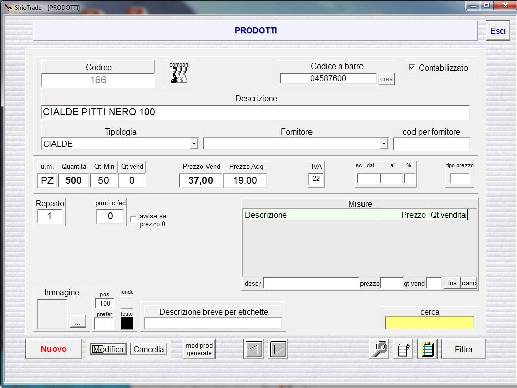 Programma Software sistema Gestionale SirioTrade Negozio Prodotti