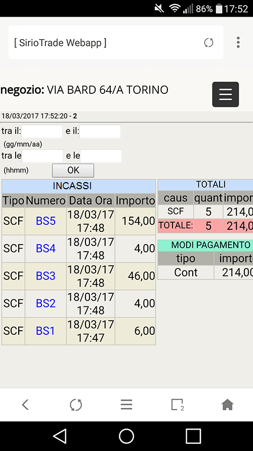 Programma Software sistema Gestionale SirioTrade controllo incassi
